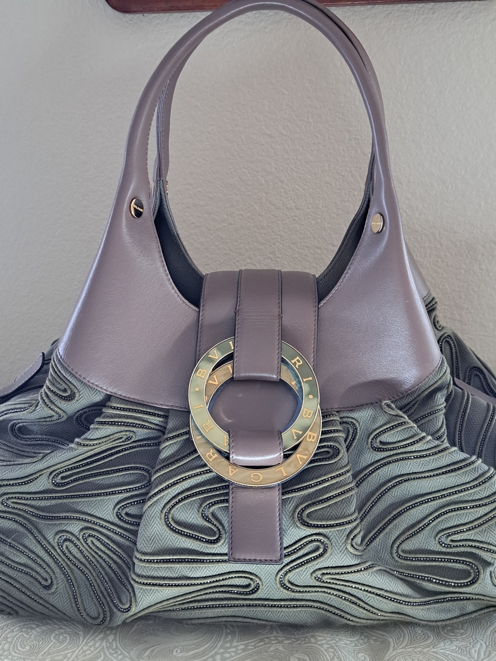 Bulgari Sage Beaded And Leather Chandra Bag